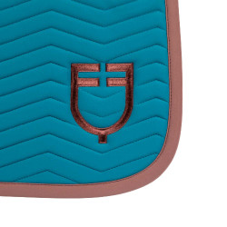 Manta de doma Equestro acolchada Wave en tejido técnico Azul coral / marrón
