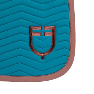 Manta de doma Equestro acolchada Wave en tejido técnico Azul coral / marrón