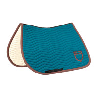 Manta de salto Equestro acolchada Wave en tejido técnico Coral azul / marrón