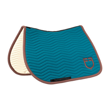 Manta de salto Equestro acolchada Wave en tejido técnico Coral azul / marrón