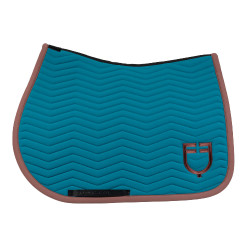 Manta de salto Equestro acolchada Wave en tejido técnico Coral azul / marrón