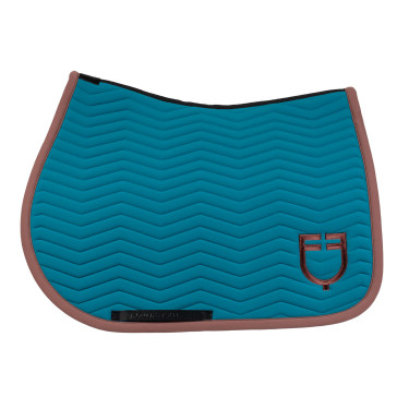 Manta de salto Equestro acolchada Wave en tejido técnico Coral azul / marrón