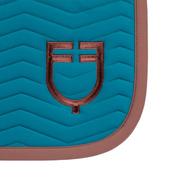 Manta de salto Equestro acolchada Wave en tejido técnico Coral azul / marrón