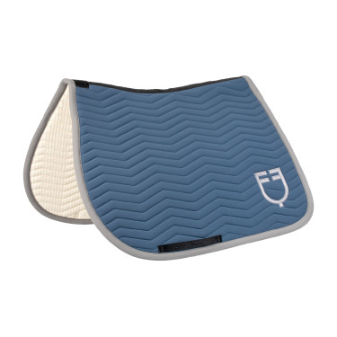Manta de salto Equestro acolchada Wave en tejido técnico Mar de Bering / gris escarchado Azul Manta de salto Equestro acolchada Wave en tejido técnico Mar de Bering / gris escarchado Azul