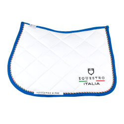 Manta de salto Equestro x FISE con ribete de bandera italiana Blanco / azul de Saboya