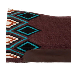 Manta western Pool’s ergonómica contorneada de lana Vino / turquesa