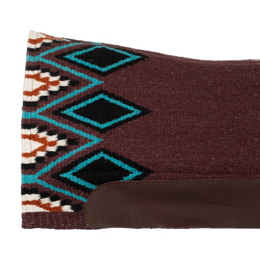 Manta western Pool’s ergonómica contorneada de lana Vino / turquesa