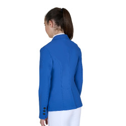 Chaqueta de concurso infantil Equestro corte slim de tres botones Cuarzo azul