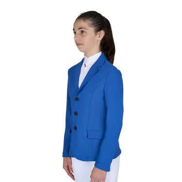 Chaqueta de concurso infantil Equestro corte slim de tres botones Cuarzo azul