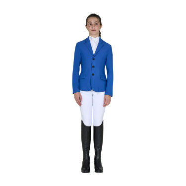 Chaqueta de concurso infantil Equestro corte slim de tres botones Cuarzo azul