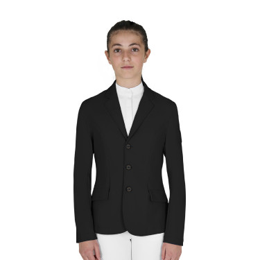 Chaqueta de concurso infantil Equestro corte slim de tres botones Negro