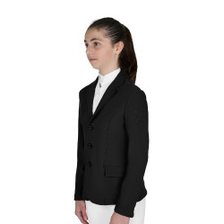 Chaqueta de concurso infantil Equestro corte slim de tres botones Negro