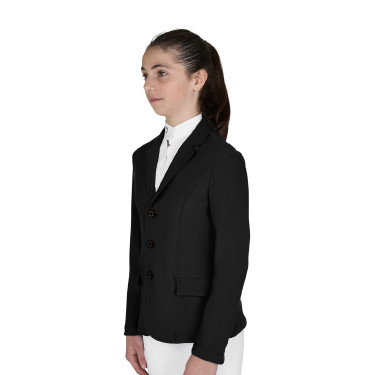 Chaqueta de concurso infantil Equestro corte slim de tres botones Negro