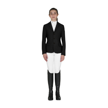 Chaqueta de concurso infantil Equestro corte slim de tres botones Negro