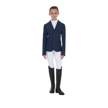 Chaqueta de concurso infantil unisex Equestro x FISE de tres botones Americana marina Azul marino