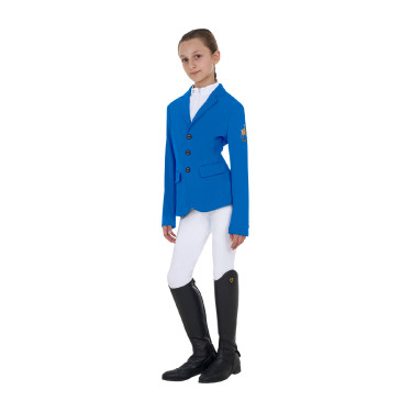 Chaqueta de concurso infantil unisex Equestro x FISE de tres botones Azul de Savoie