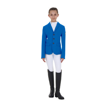 Chaqueta de concurso infantil unisex Equestro x FISE de tres botones Azul de Savoie