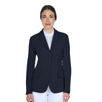 Chaqueta de concurso para mujer Equestro con logotipo en relieve Americana marina Azul marino Chaqueta de concurso para mujer Equestro con logotipo en relieve Americana marina Azul marino