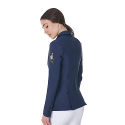 Chaqueta de concurso para mujer Equestro x FISE de tres botones Americana marina Azul marino