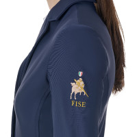 Chaqueta de concurso para mujer Equestro x FISE de tres botones Americana marina Azul marino Chaqueta de concurso para mujer Equestro x FISE de tres botones Americana marina Azul marino