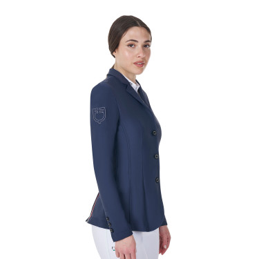 Chaqueta de concurso para mujer Equestro x FISE de tres botones Americana marina Azul marino