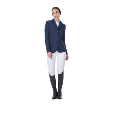 Chaqueta de concurso para mujer Equestro x FISE de tres botones Americana marina Azul marino
