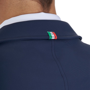 Chaqueta de concurso para hombre Equestro x FISE de tres botones Americana marina Azul marino