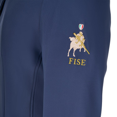 Chaqueta de concurso para hombre Equestro x FISE de tres botones Americana marina Azul marino