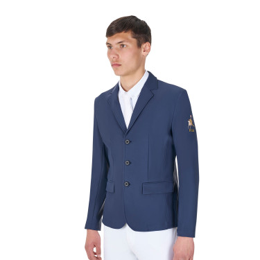 Chaqueta de concurso para hombre Equestro x FISE de tres botones Americana marina Azul marino