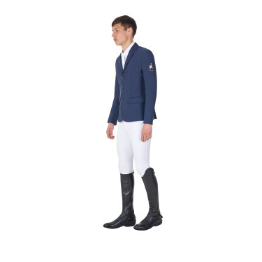 Chaqueta de concurso para hombre Equestro x FISE de tres botones Americana marina Azul marino