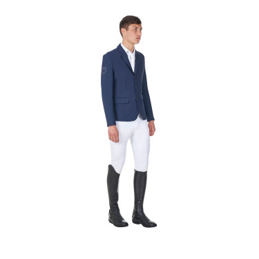 Chaqueta de concurso para hombre Equestro x FISE de tres botones Americana marina Azul marino
