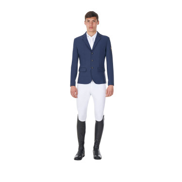 Chaqueta de concurso para hombre Equestro x FISE de tres botones Americana marina Azul marino