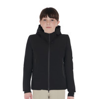 Chaqueta infantil unisex Equestro impermeable y cortaviento de nailon Negro