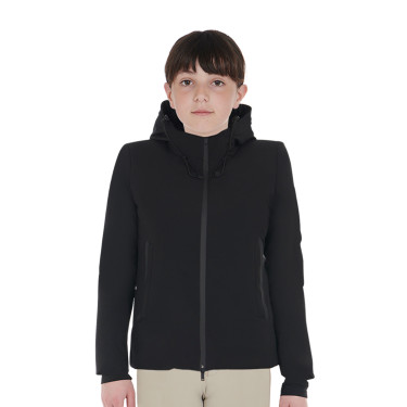 Chaqueta infantil unisex Equestro impermeable y cortaviento de nailon Negro