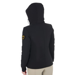 Chaqueta infantil unisex Equestro impermeable y cortaviento de nailon Negro