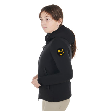 Chaqueta infantil unisex Equestro impermeable y cortaviento de nailon Negro