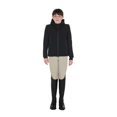 Chaqueta infantil unisex Equestro impermeable y cortaviento de nailon Negro
