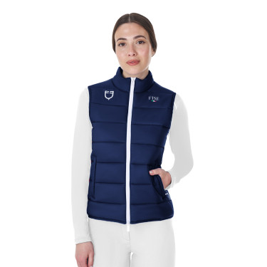 Chaleco sin mangas para mujer Equestro x FISE corte slim Americana marina Azul marino