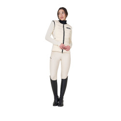 Chaleco sin mangas para mujer Equestro con cremallera en mezcla técnica Blanco antiguo Beige