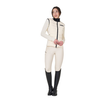 Chaleco sin mangas para mujer Equestro con cremallera en mezcla técnica Blanco antiguo Beige