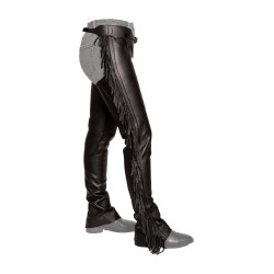 Chaps largas Dy'on en cuero sintético con flecos Negro