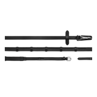 Rienda de goma 5/8" Dy'on colección Working con topes de cuero y mosquetón Negro