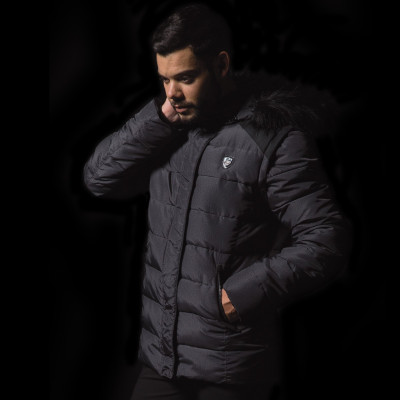 Parka QUEBEC hombre Flags & Cup Brezo gris / negro