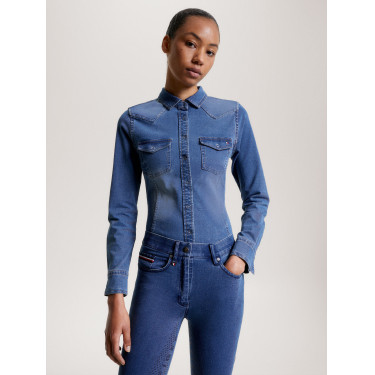 Camisa vaquera Tommy Hilfiger Equestrian stretch Woodside para mujer Herencia Azul Camisa vaquera Tommy Hilfiger Equestrian stretch Woodside para mujer Herencia Azul