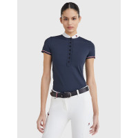 Polo de competición Tommy Hilfiger Equestrian de manga corta para mujer Cielo del desierto Azul