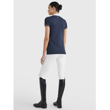 Polo de competición Tommy Hilfiger Equestrian de manga corta para mujer Cielo del desierto Azul