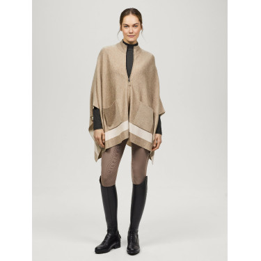 Poncho de punto a rayas Tommy Hilfiger Equestrian con cierre Gris pardo Marrón