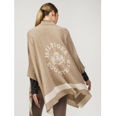 Poncho de punto a rayas Tommy Hilfiger Equestrian con cierre Gris pardo Marrón
