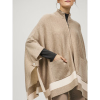 Poncho de punto a rayas Tommy Hilfiger Equestrian con cierre Gris pardo Marrón Poncho de punto a rayas Tommy Hilfiger Equestrian con cierre Gris pardo Marrón