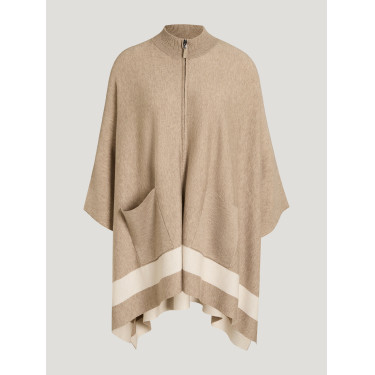 Poncho de punto a rayas Tommy Hilfiger Equestrian con cierre Gris pardo Marrón